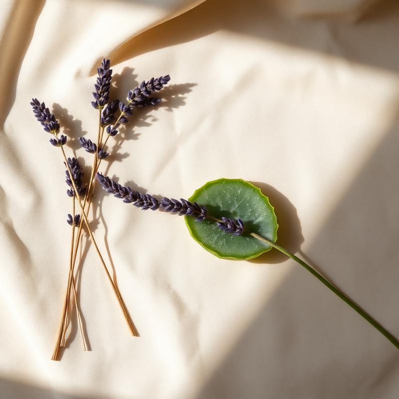 Lavande séchée et tranche de feuille d'aloe vera