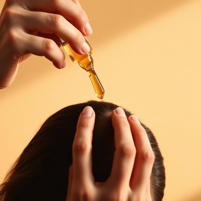 Vaporisation de la lotion capillaire sur le cuir chevelu