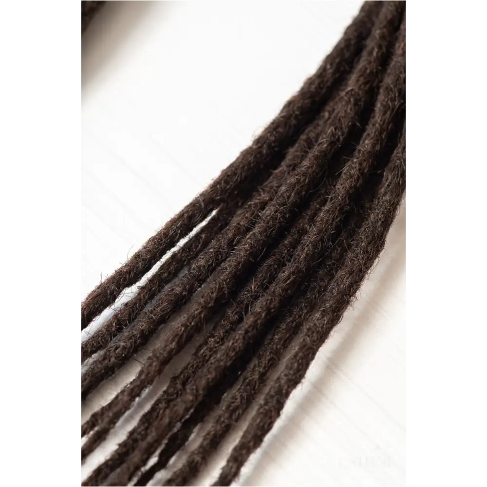 Dreadlocks châtain foncé cheveux Européens largeur 0,8 cm  x 10 dreads par paquet-0