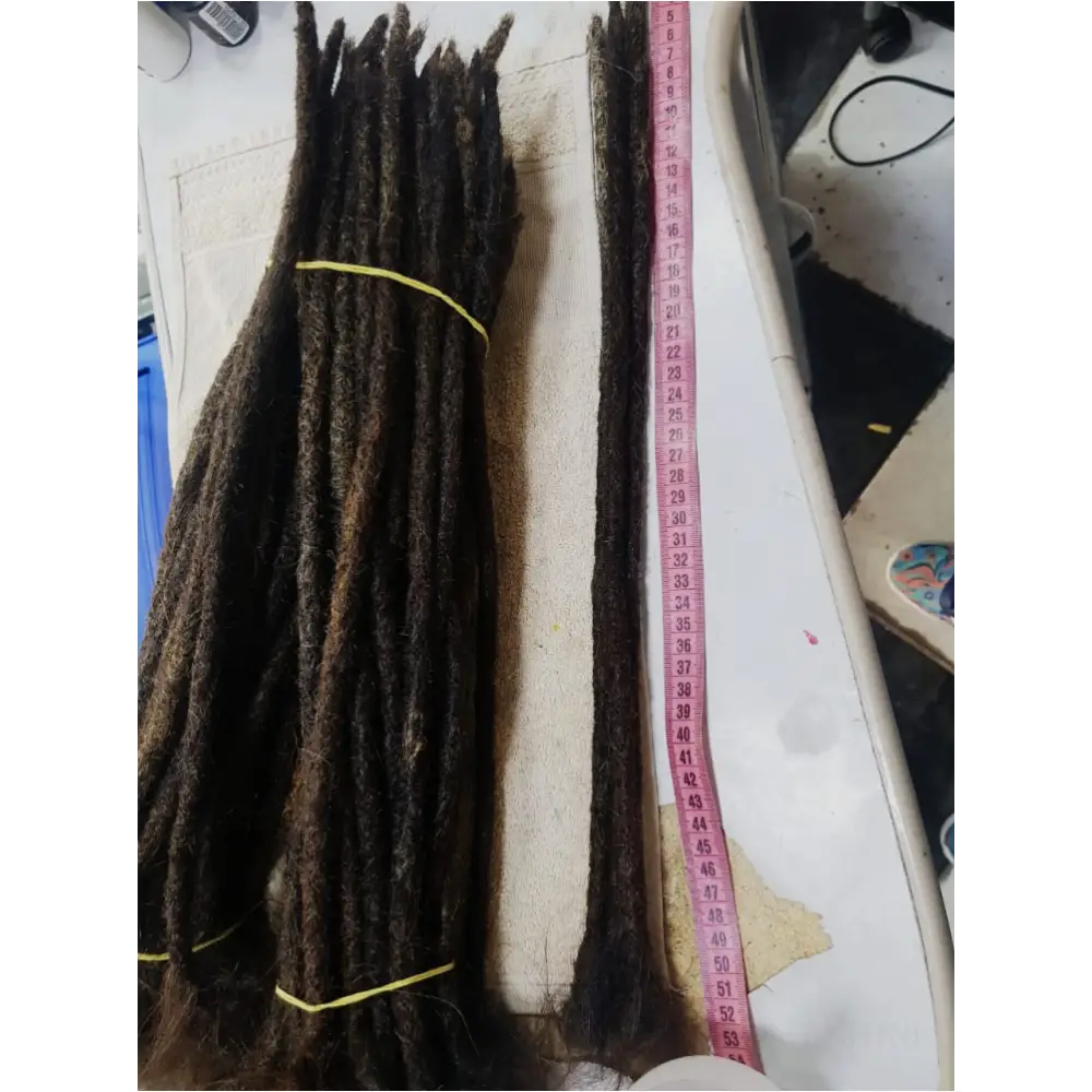 Dreadlocks châtain foncé cheveux Européens largeur 0,8 cm x 10 dreads par paquet-0