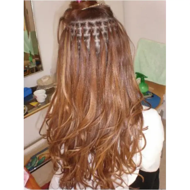 Mèches pour Extension au fil cheveux Brésiliens ondulés marron miel-1