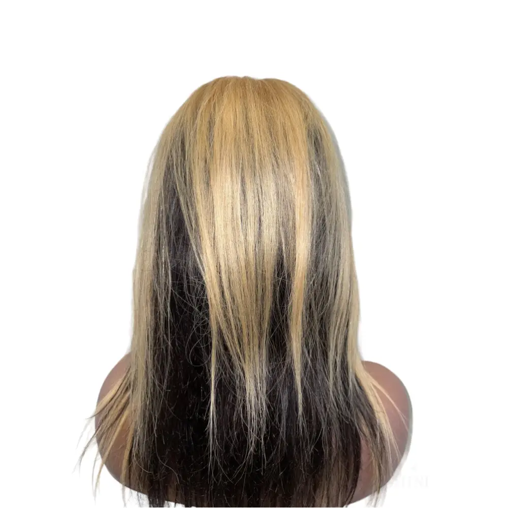 Perruque Front lace wig Cheveux brésiliens Tye and Dye blond lisses Gloria-3